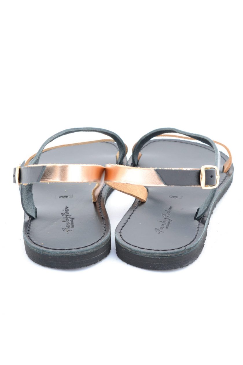 Sandale dama piele naturala FUNKY STRIPES negru | FUNKYFAIN