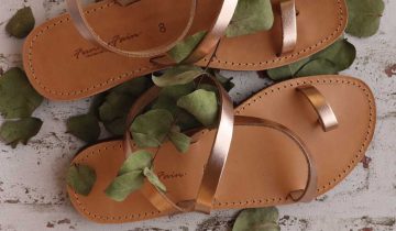 Sandale din piele naturală cu talpă joasă FUNKY DAY, bronz