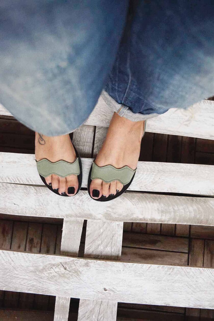 Sandale damă piele naturală FUNKY VIBE, verde