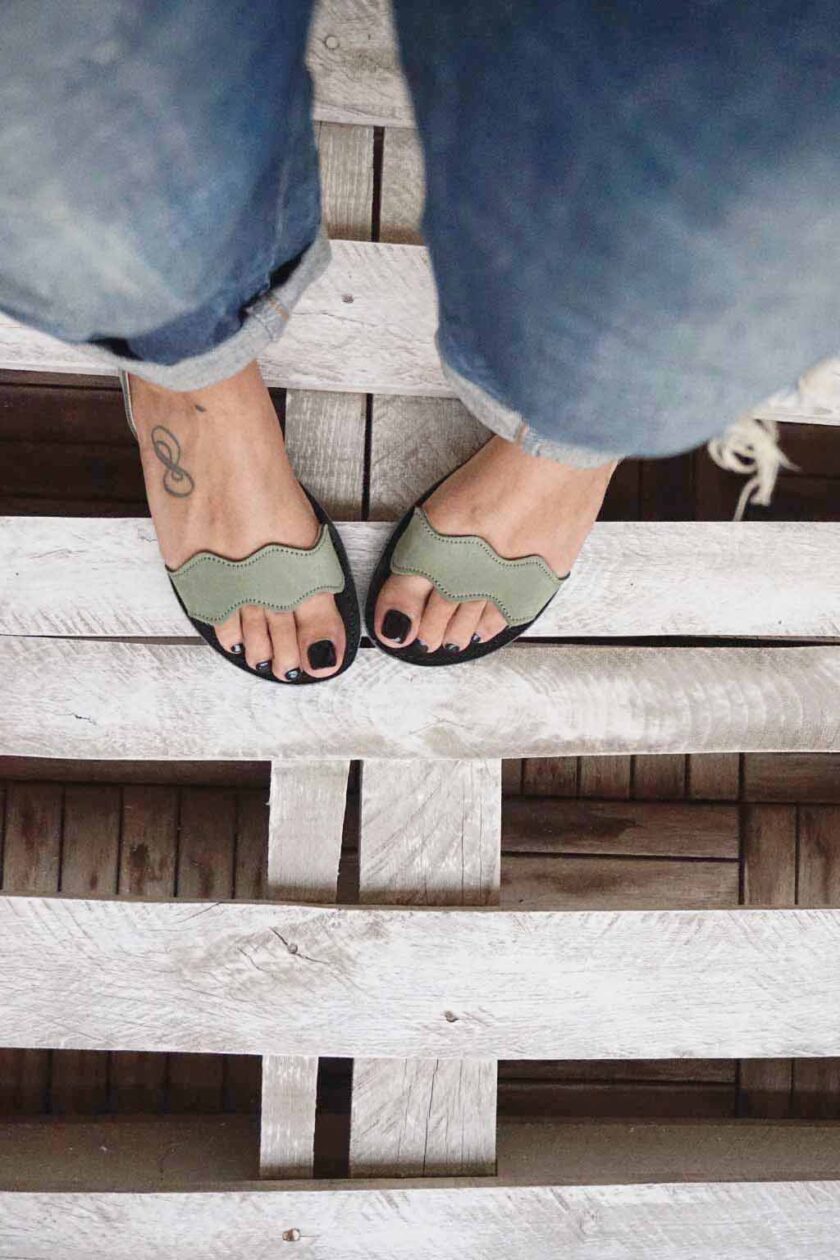 Sandale damă piele naturală FUNKY VIBE, verde