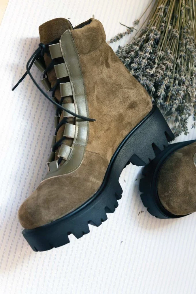Ghete dama piele FUNKY SMART kaki