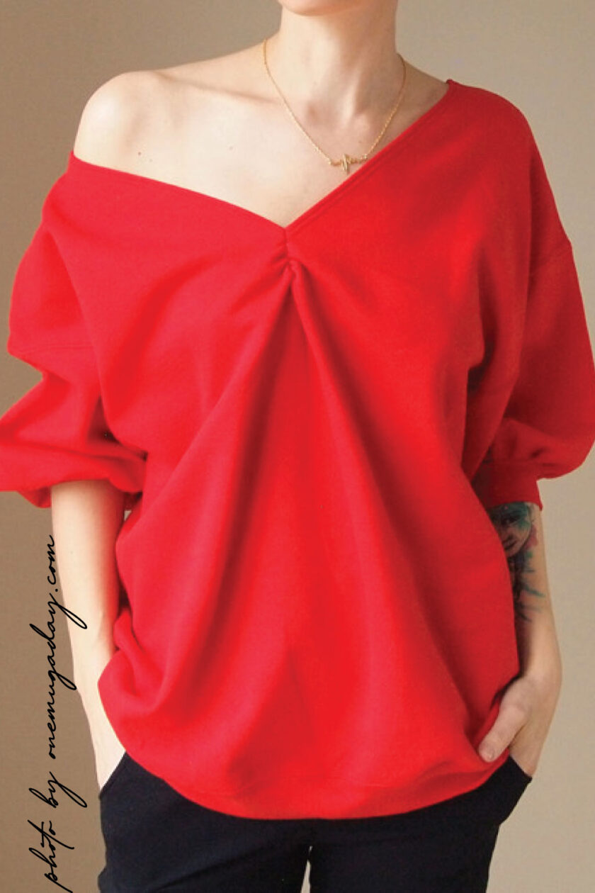 Bluză oversize dama FUNKY BLOUSE, rosu | funkyfain.ro