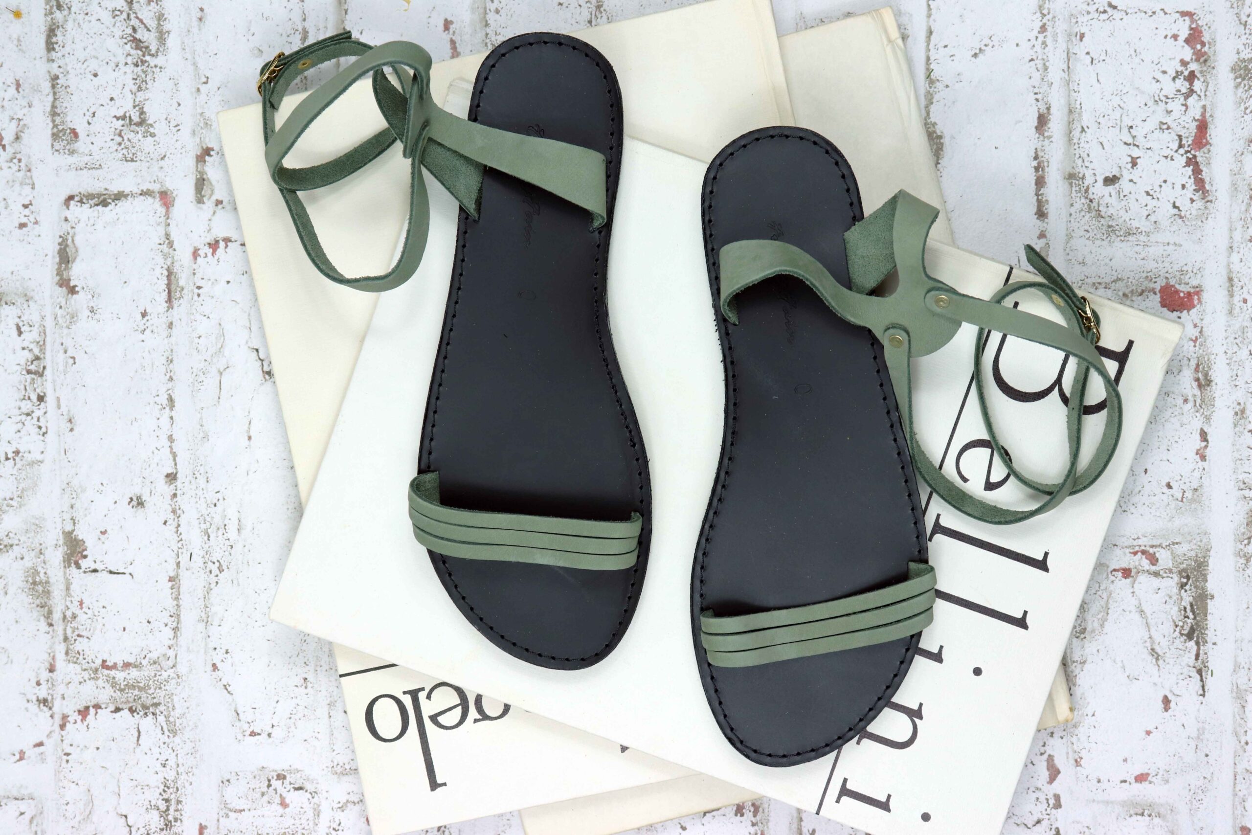 sandale dama piele naturala FUNKY FEMME, verde | FUNKYFAIN