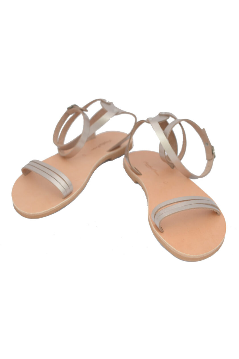 Sandale damă piele naturală FUNKY FEMME, grej metalic