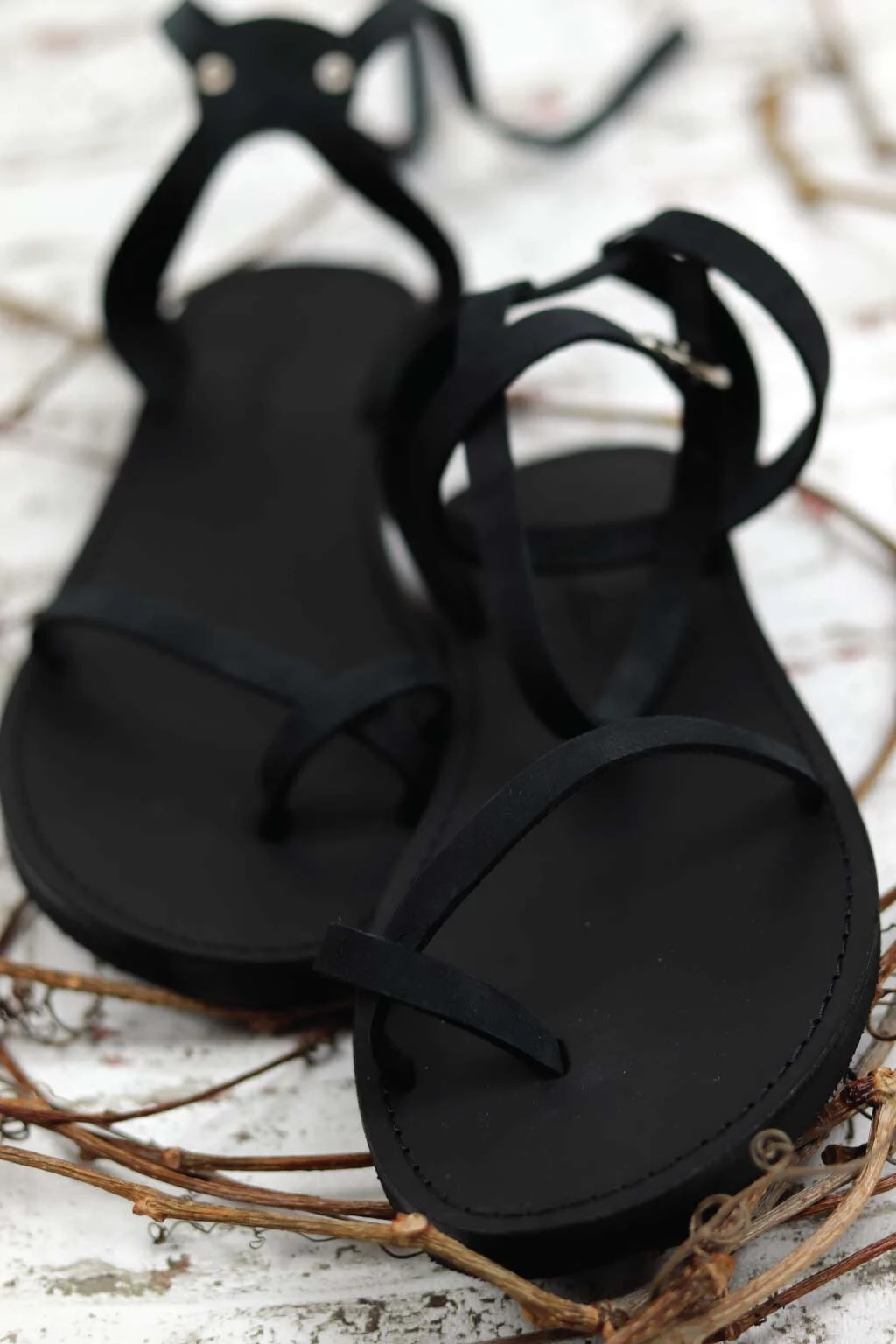Sandale piele naturală FUNKY FEMININE, năbuc negru